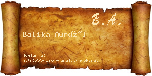 Balika Aurél névjegykártya
